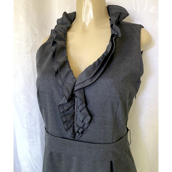 Escada Sport Sheath Dress V Neck Sleeveless Wool Ruffled Belt Lined Zip … - Picture 6 of 12